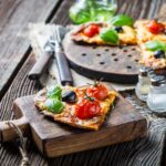 Tasty pizza made of cheese and tomatoes. Pizza with mozzarella.